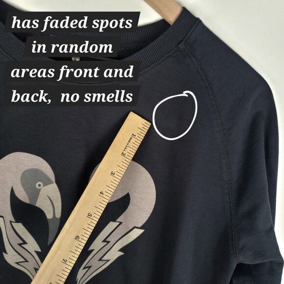 Diesel Womens Sweatshirt Size S Flamingo Hearts Light Weight Y2K Black - Picture 4 of 11